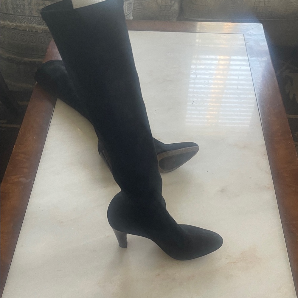 Sarah Flint Black Knee-High Stiletto Boots - Picture 6 of 8